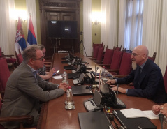 31 August 2022 National Assembly Deputy Speaker Dr Zoran Lutovac in meeting with the Italian Ambassador to Serbia